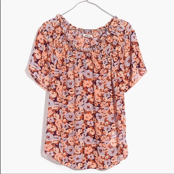 Madewell Smocked Mockneck Top in Floral Breeze - Picture 4 of 13